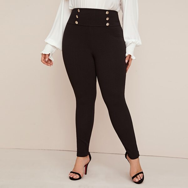 

Plus Double Breasted Wide Waistband Pants, Black
