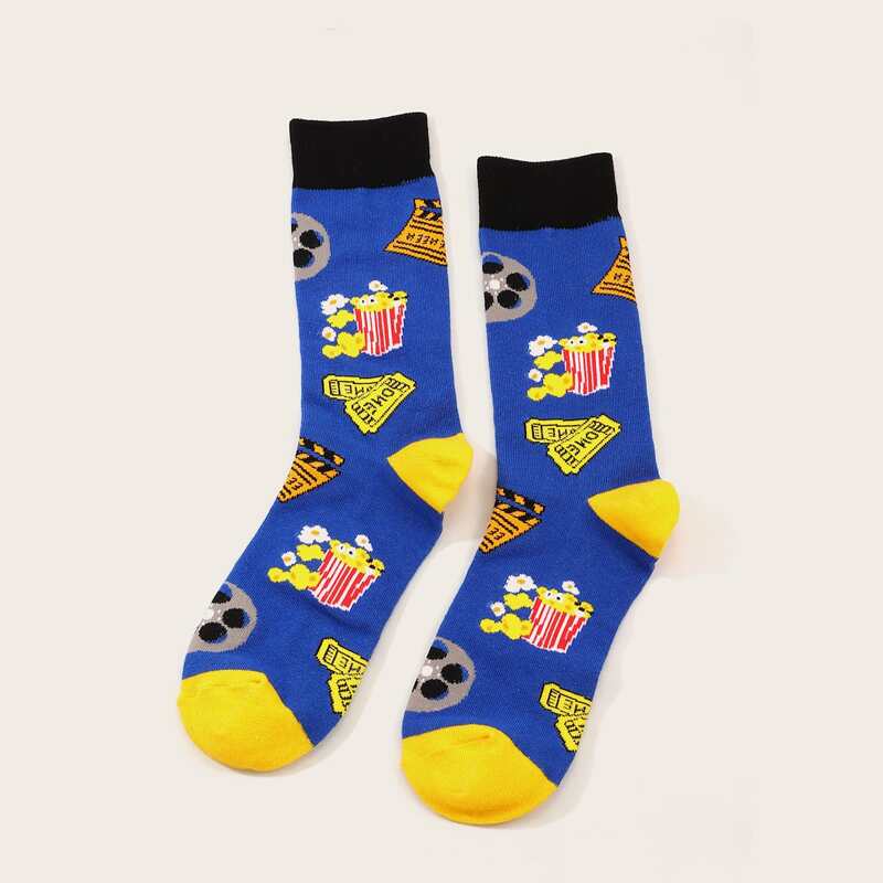 

1pair Guys Popcorn Pattern Socks, Multicolor