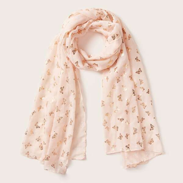

Butterfly Print Scarf, Baby pink