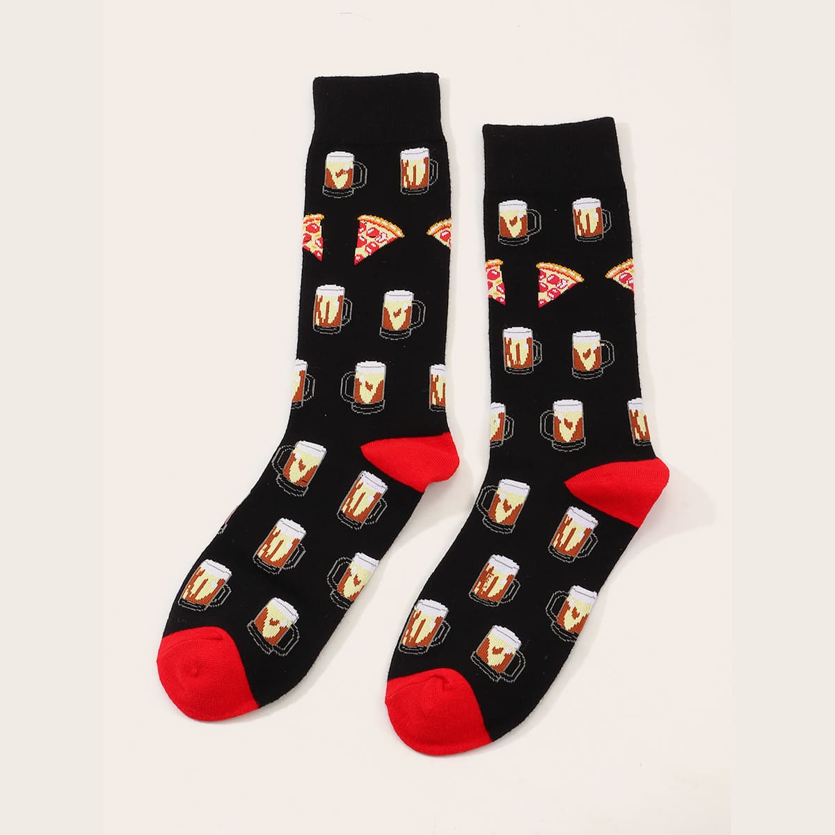 

1pair Guys Beer Mug Pattern Socks, Multicolor