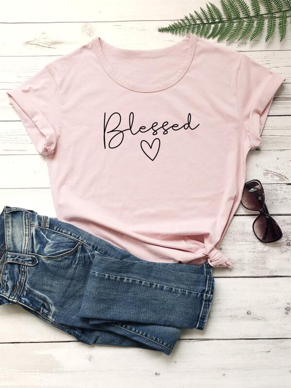

Letter Graphic Short Sleeve Tee, Pink