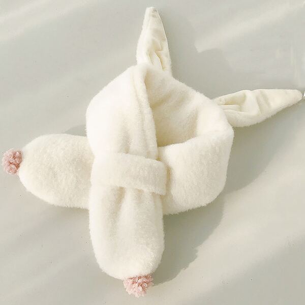 

Toddler Girls Ear Fluffy Scarf, White