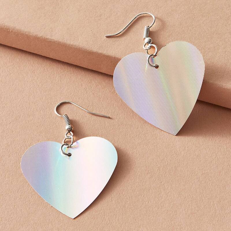 

1pair Heart Drop Earrings, Multicolor
