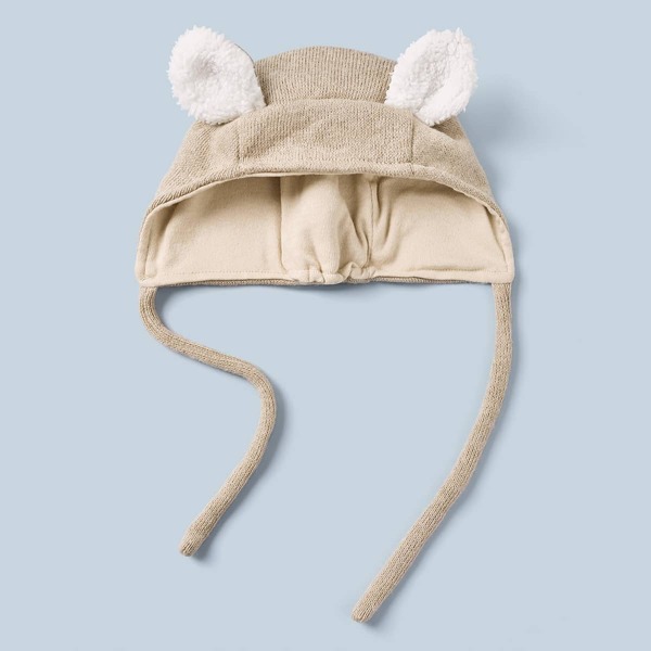 

Baby Earflaps & Ties Decor Beanie, Khaki