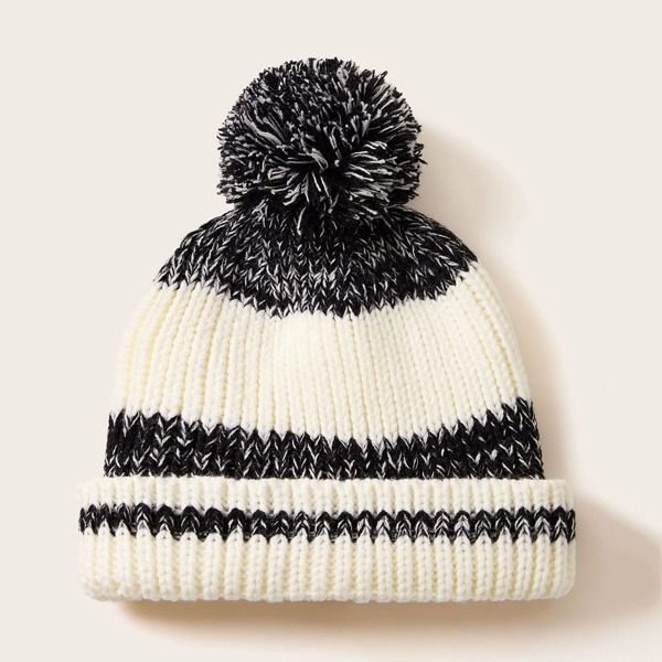 

Pom Pom Decor Beanie, Multicolor