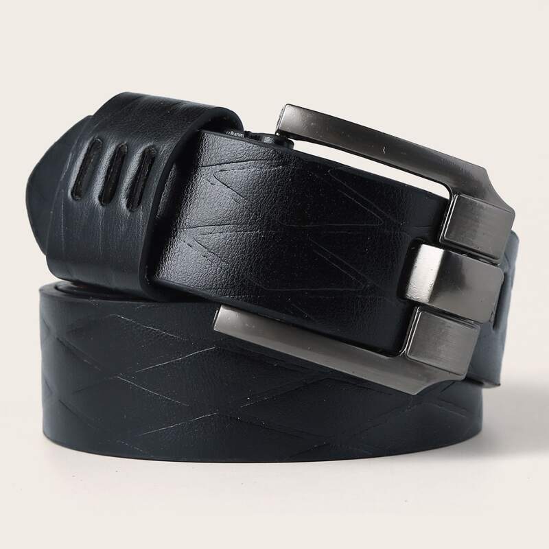 

Guys Stitched Metal Buckle Belt, Black