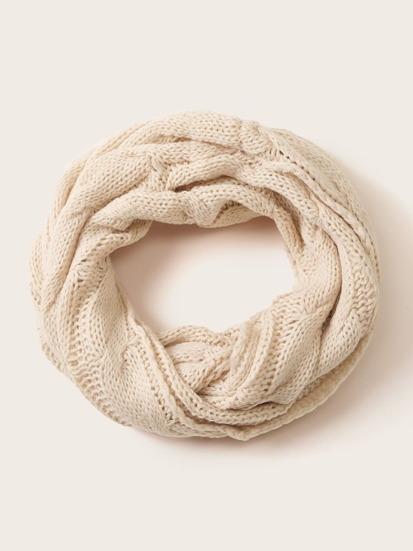 

Braided Knitted Ring Scarf, Beige