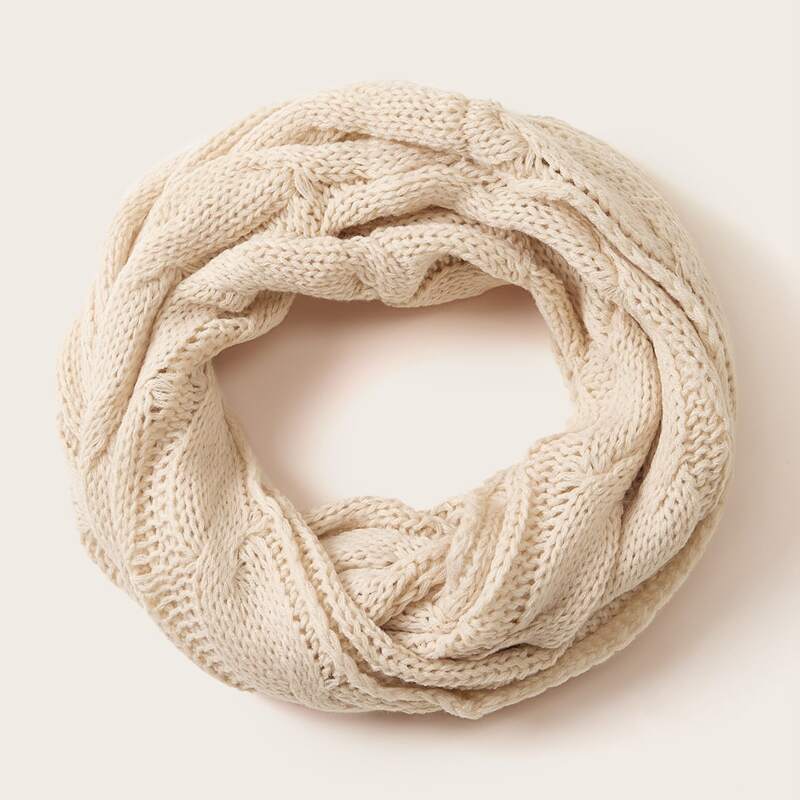 

Braided Knitted Ring Scarf, Beige