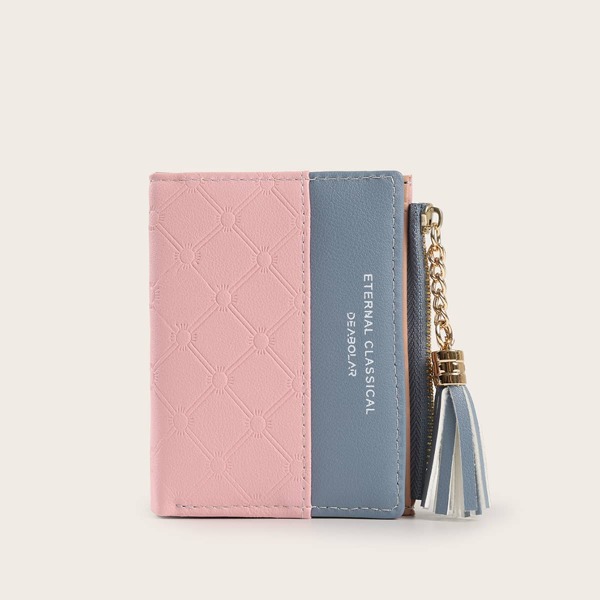 

Two Tone Tassel Decor Purse, Pink