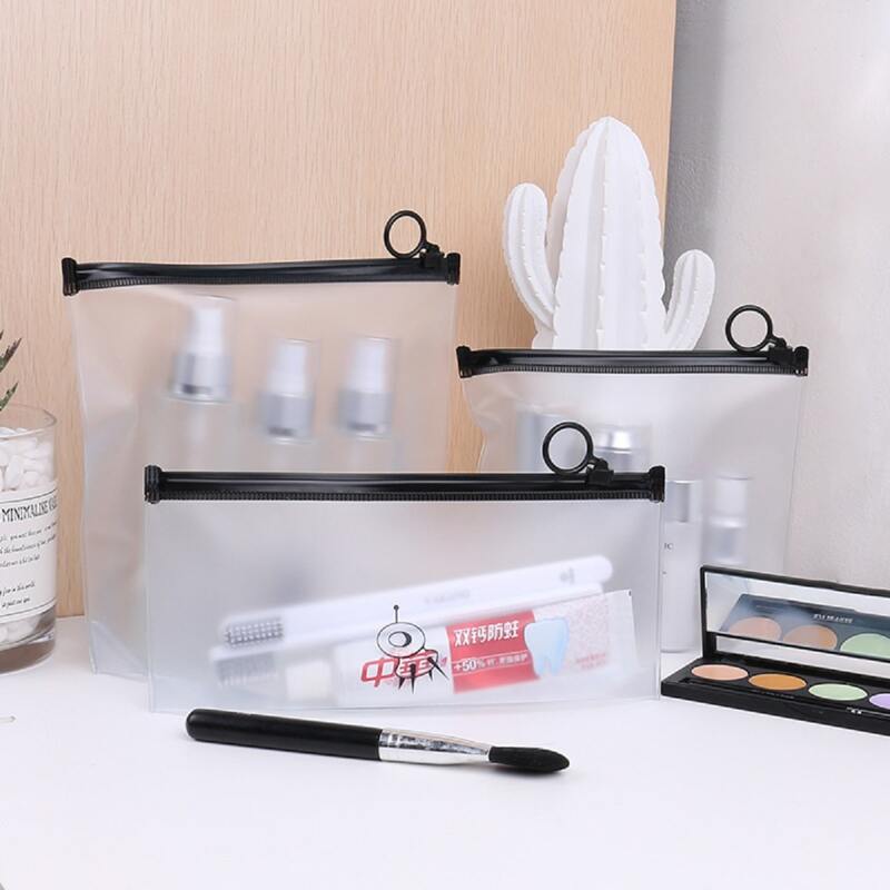 

1pc Travel Portable Makeup Storage Bag, Black and white