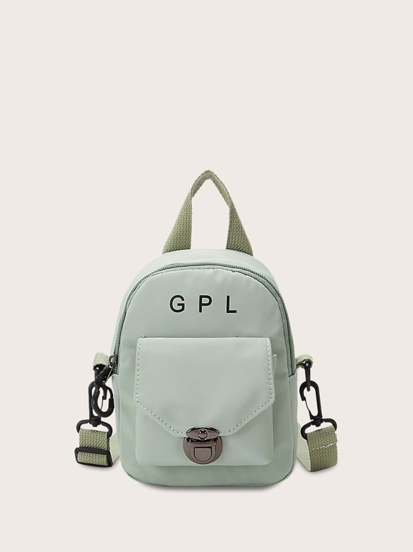 

Girls Letter Graphic Push Lock Backpack, Blue