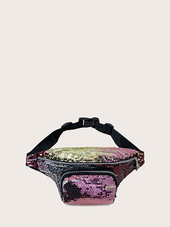 

Girls Sequins Decor Zip Front Fanny Pack, Multicolor