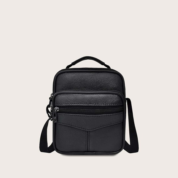 

Men Zip Front Crossbody Bag, Black