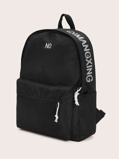 Letter Embroidered Pocket Front Backpack