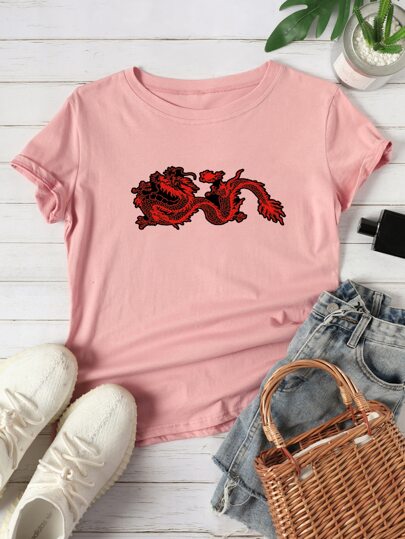 Dragon Print Short Sleeve Tee