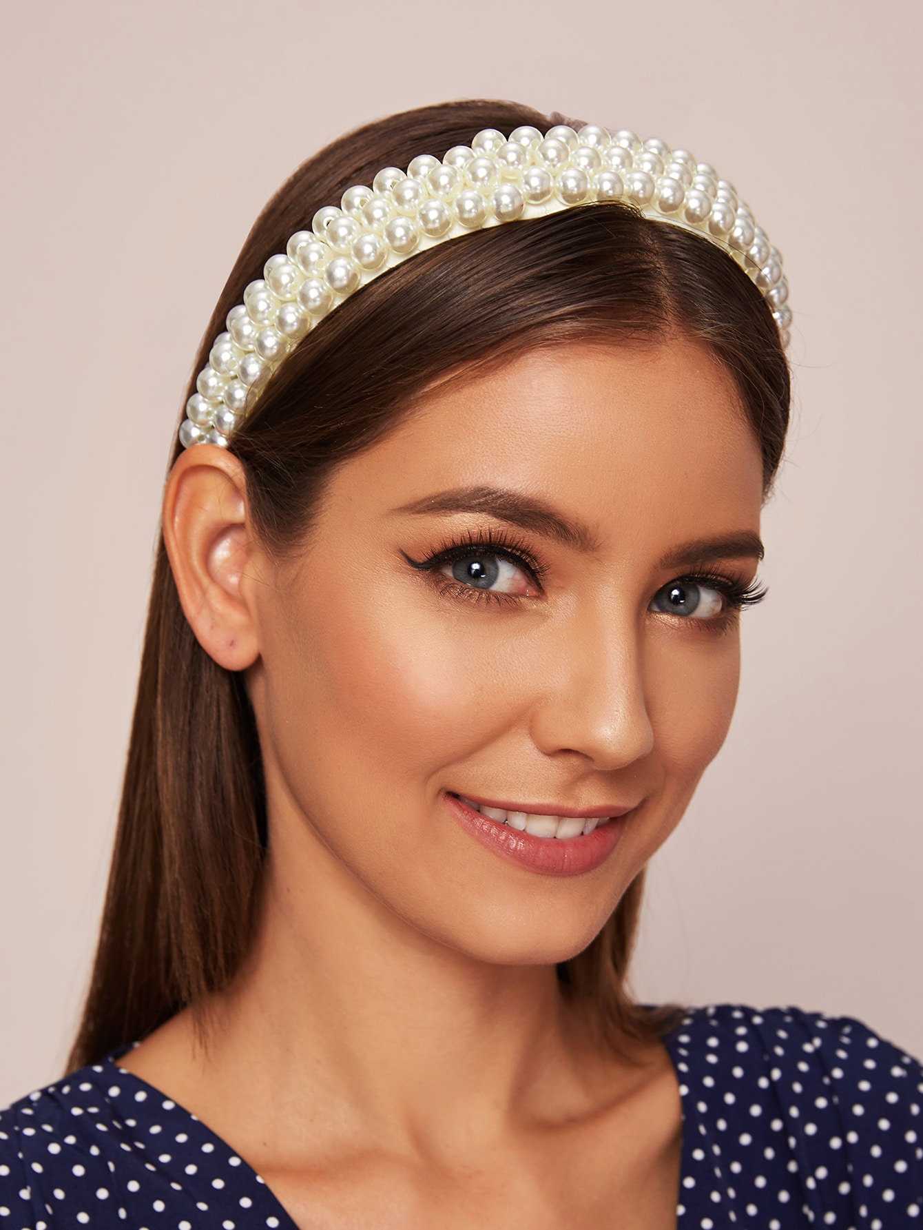 faux pearl decor hair hoop