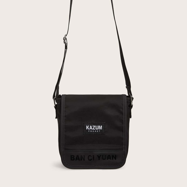

Letter Graphic Crossbody Bag, Black
