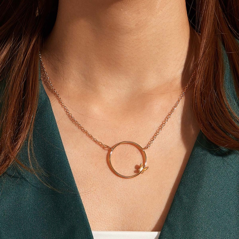 

1pc Ring Charm Necklace, Gold