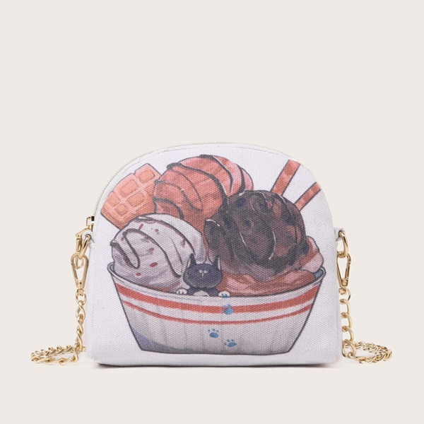 Girls Cartoon Graphic Canvas Chain Bag