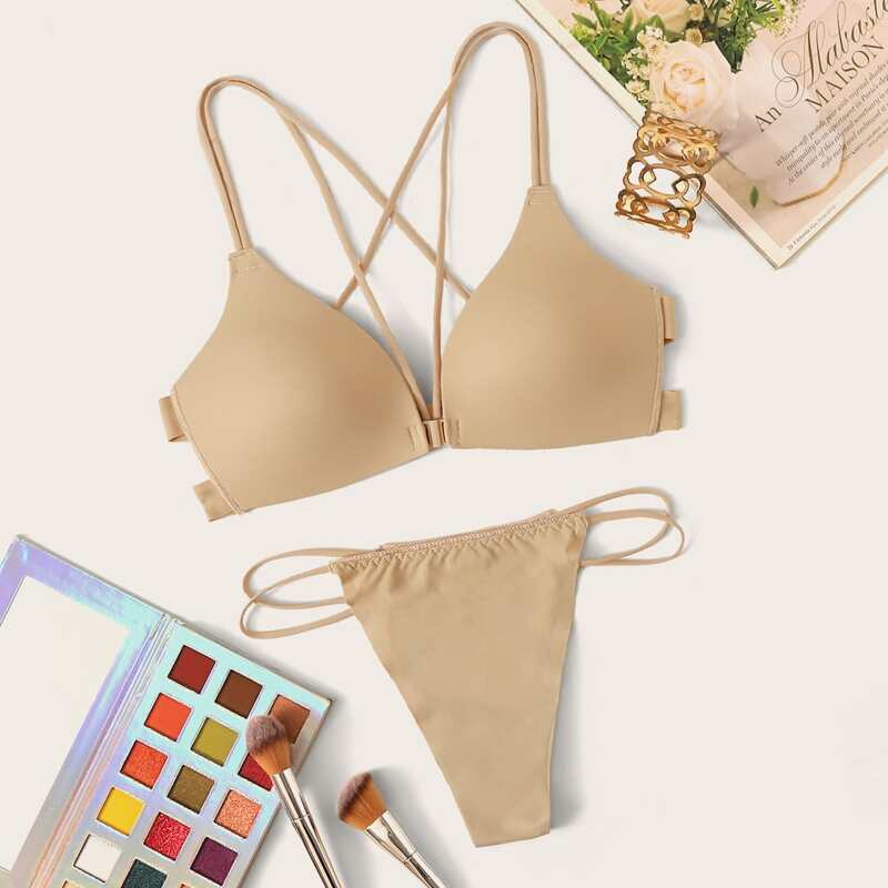 

Criss Cross Lingerie Set, Nude