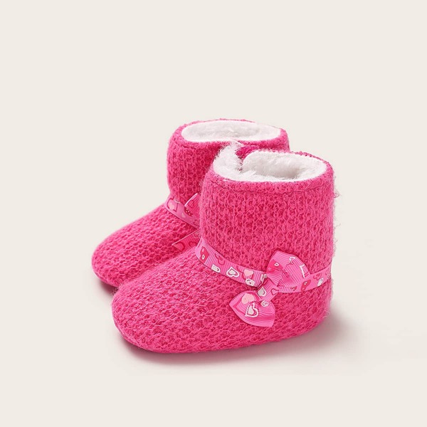 

Baby Girl Bow Decor Faux Fur Lined Boots, Pink