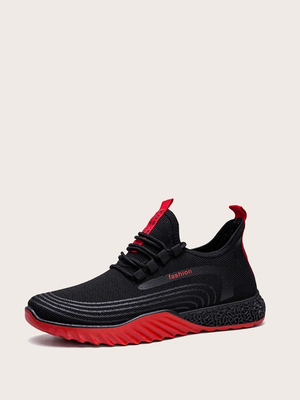 

Men Letter Patch Decor Lace-up Front Sneakers, Black