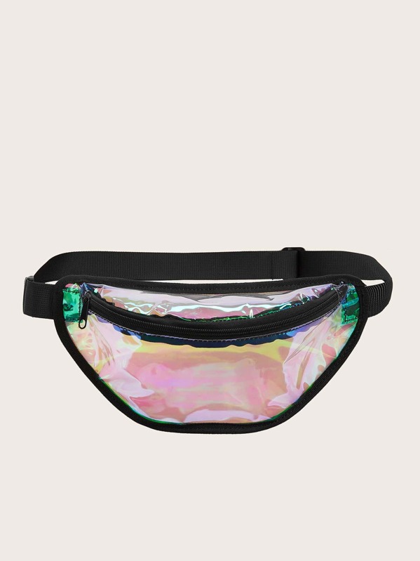 

Holographic Zip Front Fanny Pack, Multicolor