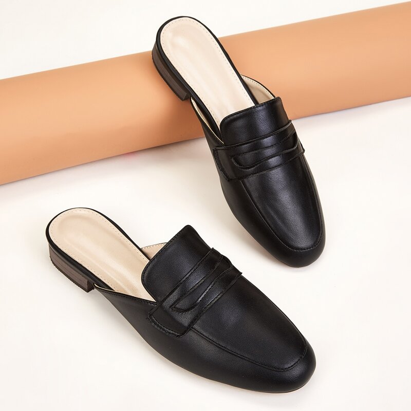

Wide Fit Flat Mules, Black