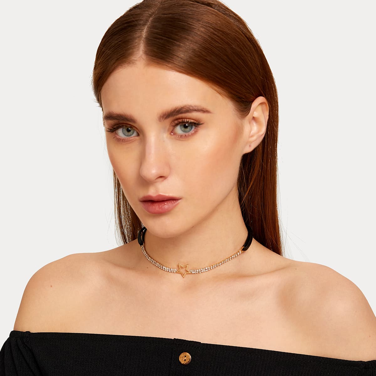 

1pc Star & Rhinestone Charm Necklace, Multicolor