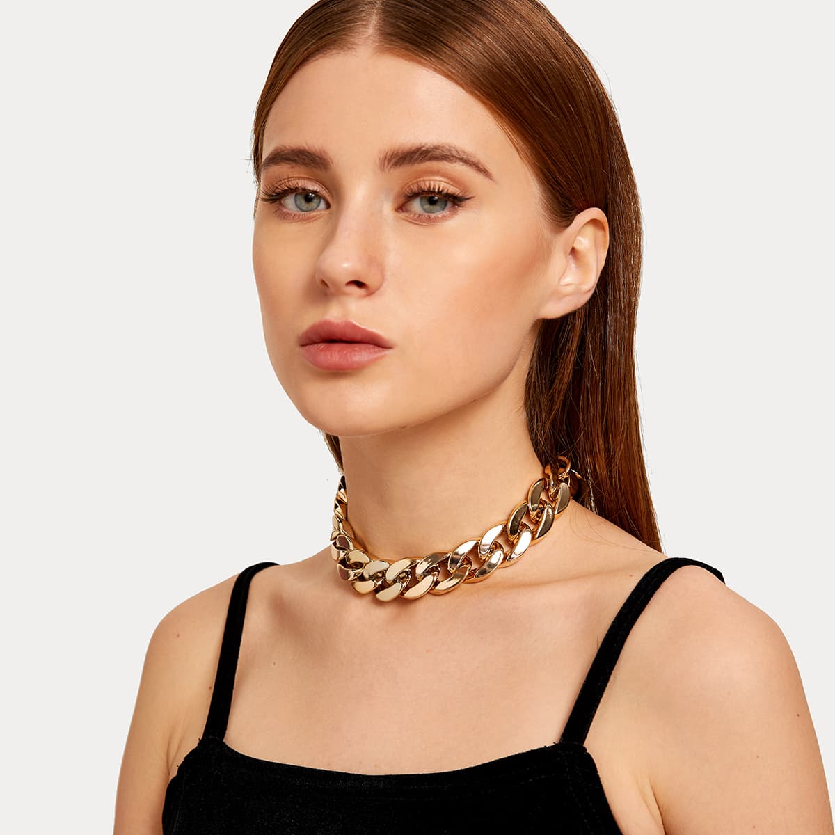 

1pc Chain Link Necklace, Gold