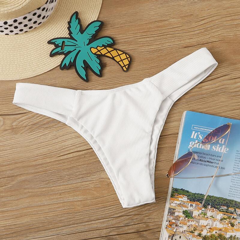 

Rib High Cut Bikini Panty, White