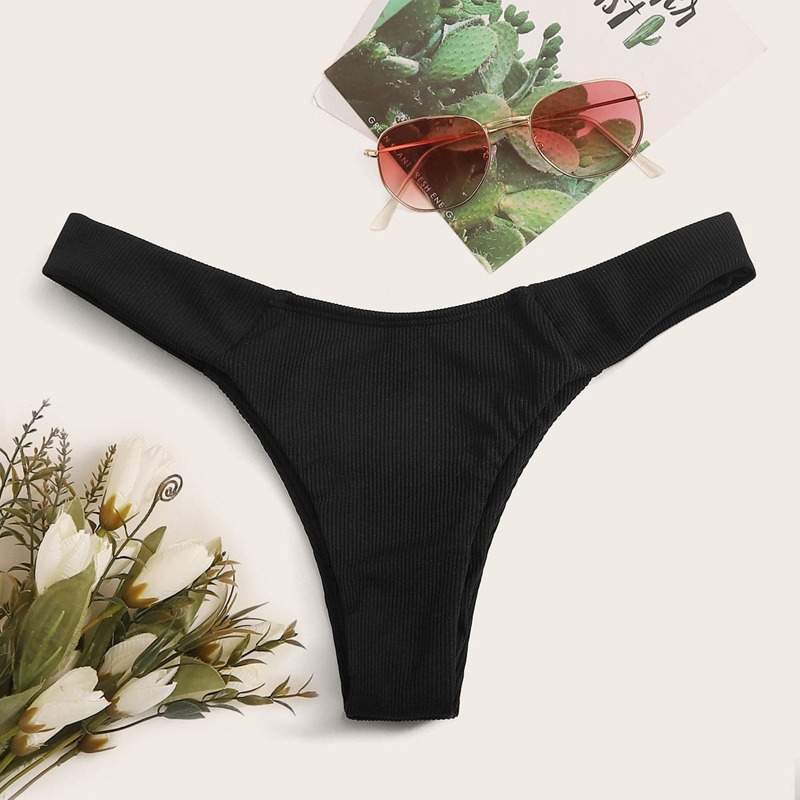 

Rib High Cut Bikini Panty, Black