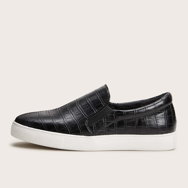 

Croc Embossed Slip On Sneakers, Black