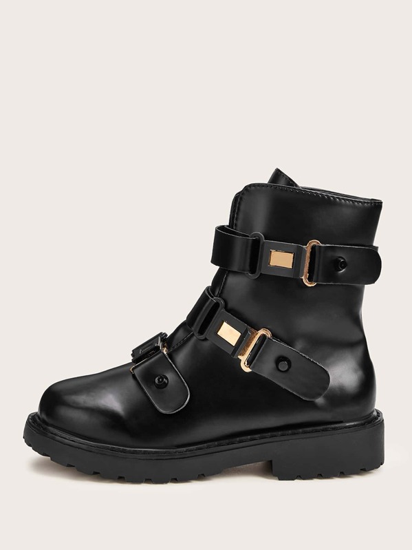 

Studded Decor Combat Boots, Black