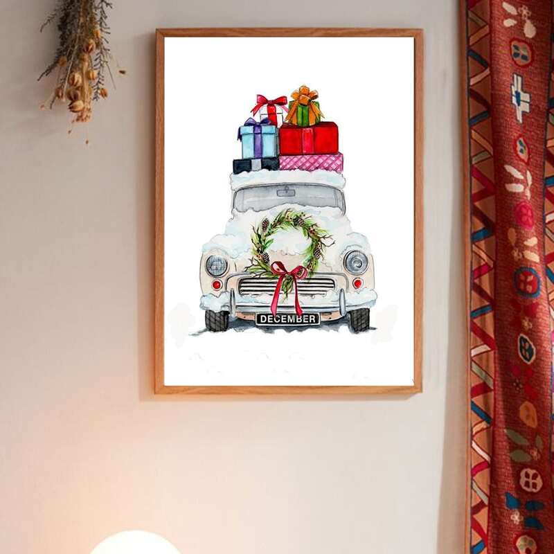 

Christmas Gift Car Wall Print Without Frame
