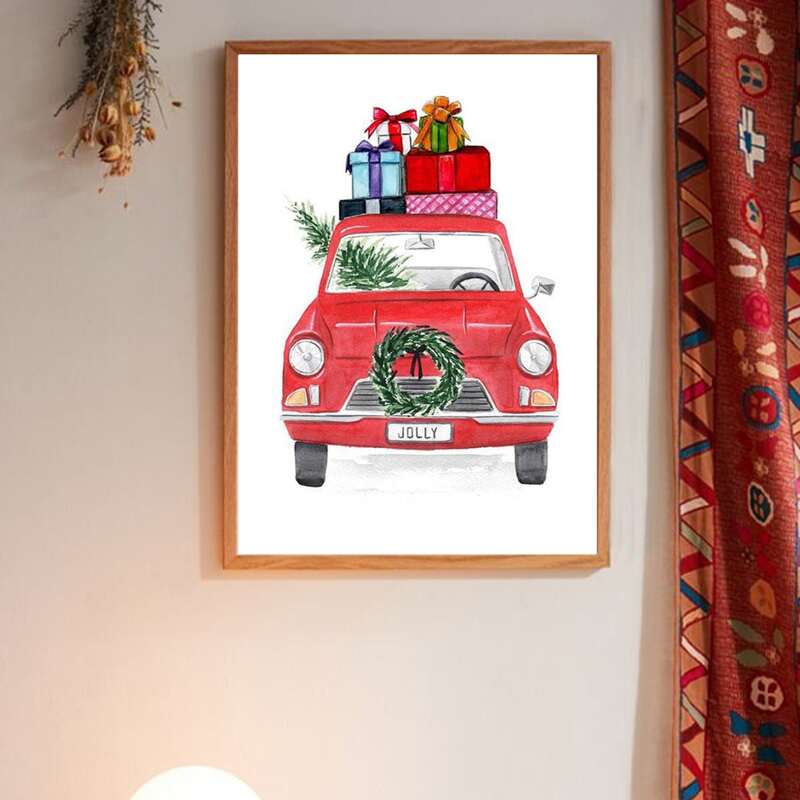 

Christmas Gift Car Wall Print Without Frame