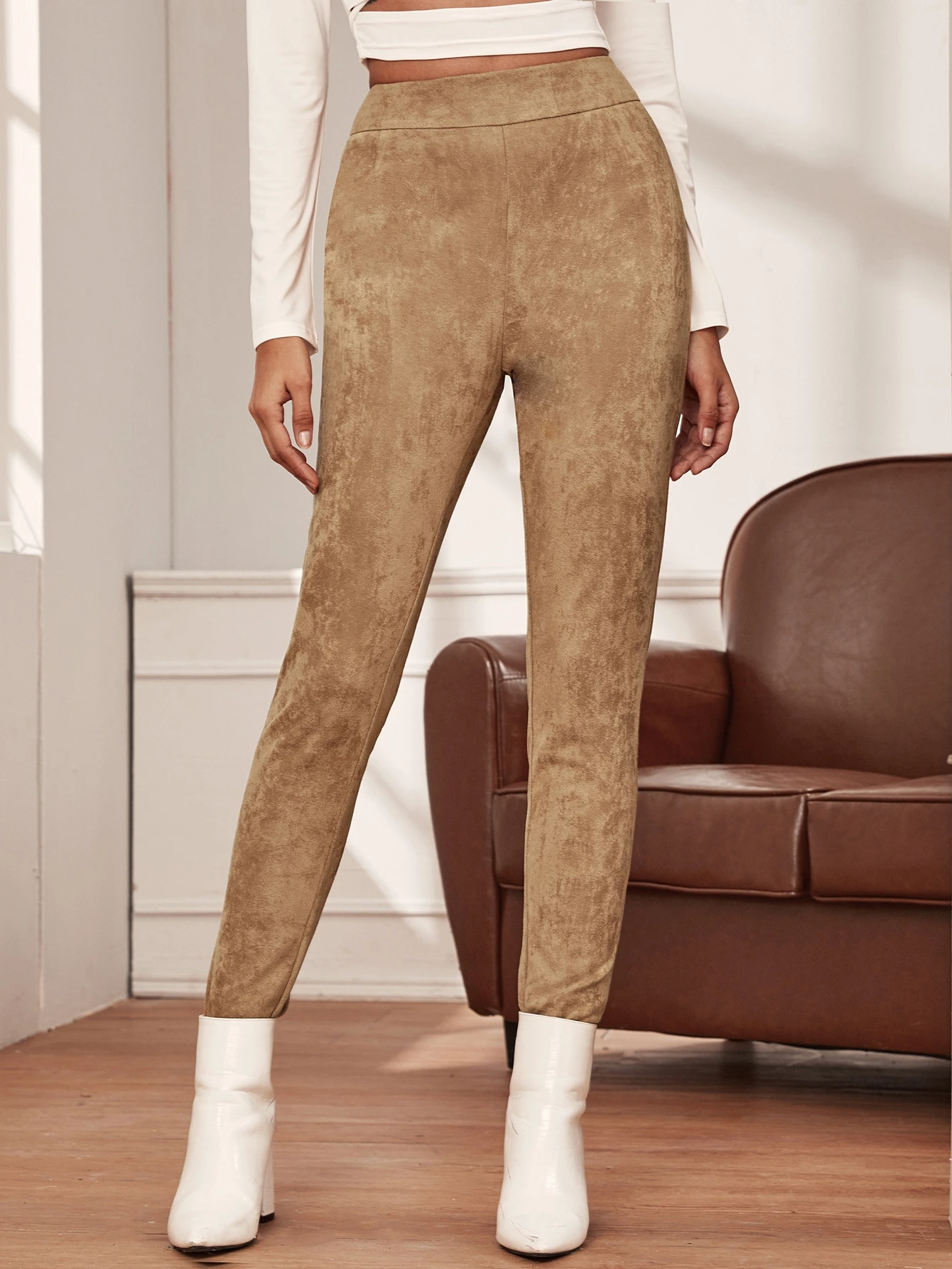 Cream suede leggings Clearance