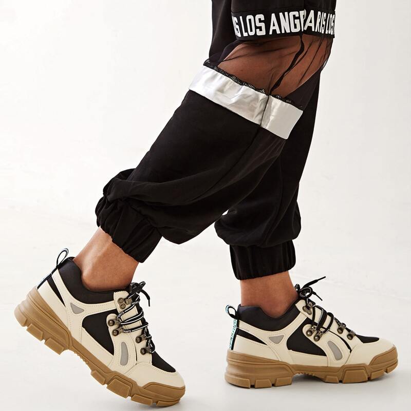 

Letter Detail Lace-up Front Chunky Sneakers, Multicolor