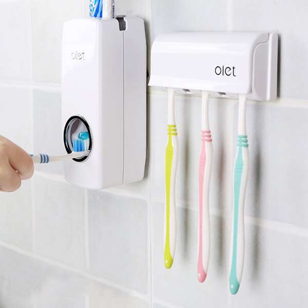 

1pc Toothpaste Squeezer & 1pc Toothbrush Holder, Multicolor