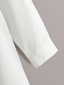 Calvaya Plus Dip Hem Pocket Shirt - White - View 3