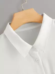 Calvaya Plus Dip Hem Pocket Shirt - White - View 4