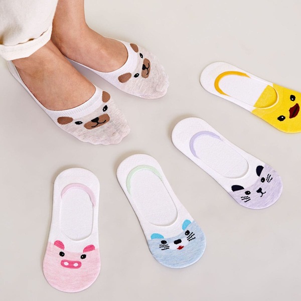 

5pairs Cartoon Graphic Invisible Socks, Multicolor