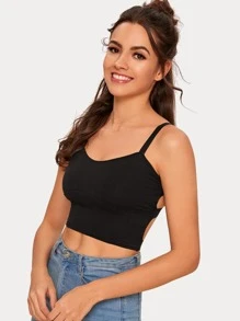 Ladder Cut-out Back Bralette - Black - View 2