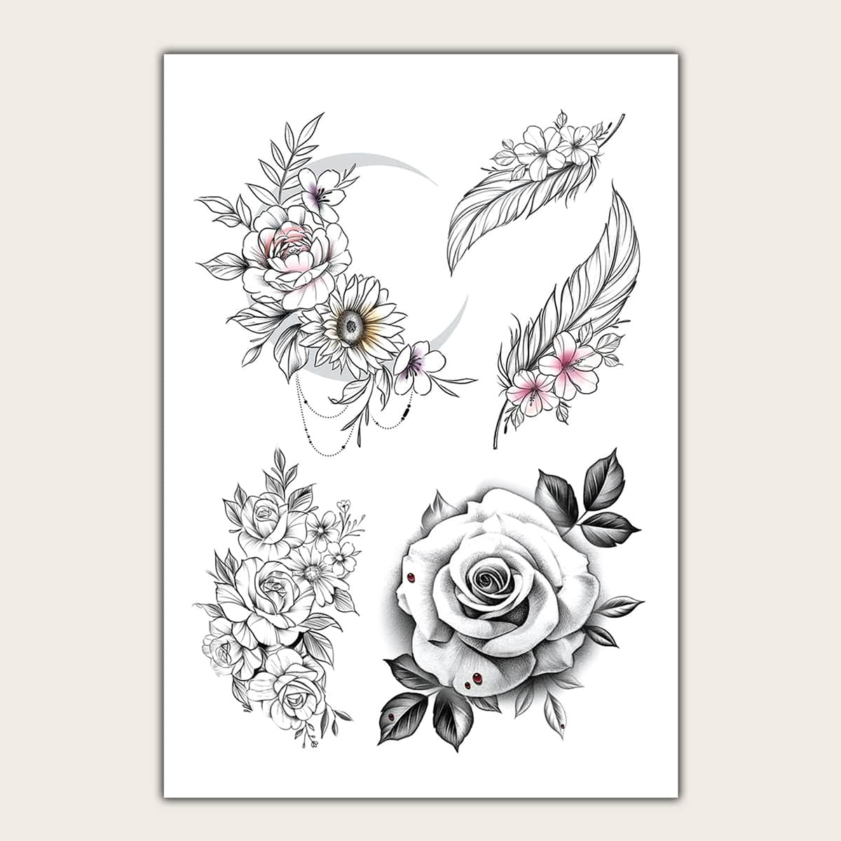 

Flower Pattern Temporary Tattoo, Black