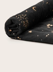 Moon & Star Pattern Scarf - Black - View 3