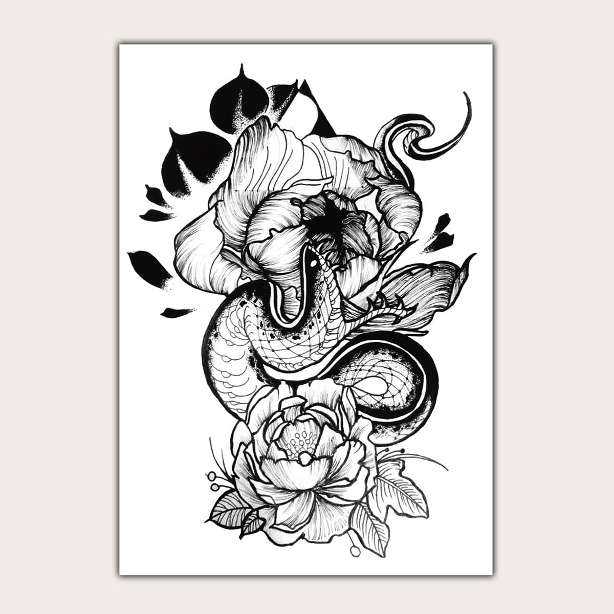 

Flower Pattern Tattoo, Black