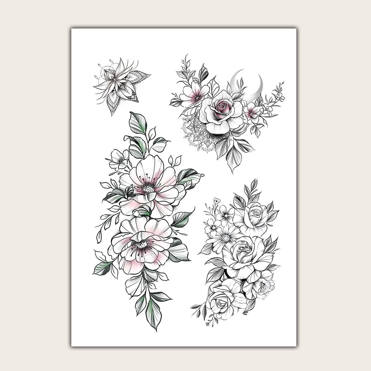 

Flower Pattern Tattoo, Black