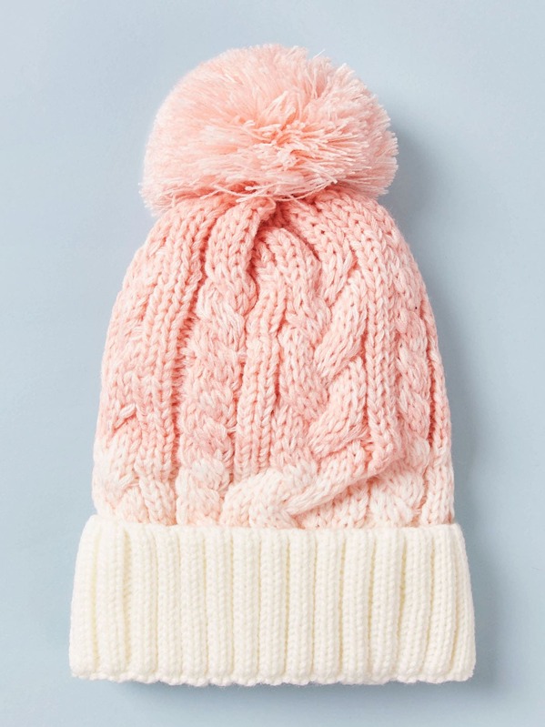 

Girls Color Block Pom Pom Beanie, Multicolor