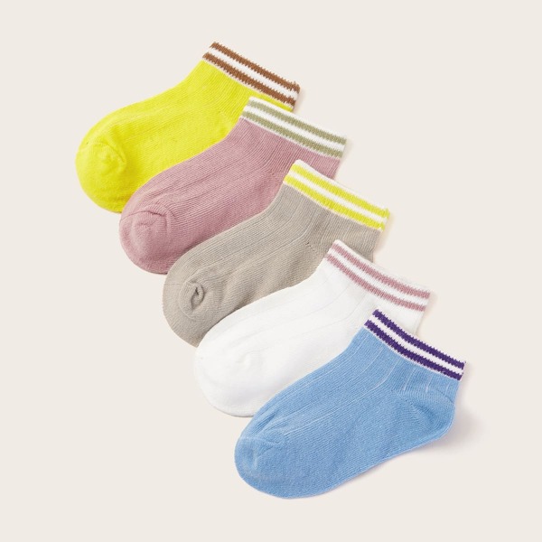

5pairs Toddler Kids Color Block Socks, Multicolor