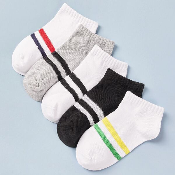 

5pairs Toddler Kids Color Block Socks, Multicolor